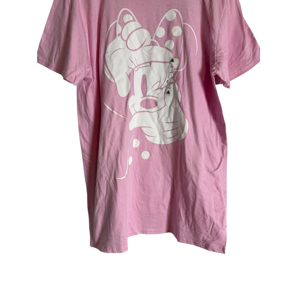 Disney Pink White Minnie Mouse Winking Short Sleeve Cotton Graphic T-Shirt Large - Picture 4 of 9